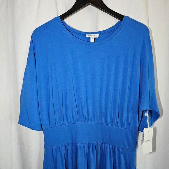 NWT Nordstrom Bright Blue T-Shirt Maxi Dress Cotton Modal Spandex sz M - Picture 6 of 9